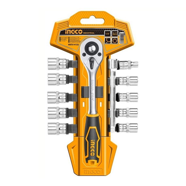 1/4" Bộ 12 đầu tuýp kèm tay vặn Ingco HKTS14122