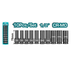 Bộ 10 đầu tuýp dài 1/2" Thép Cr-mo Total THKISD12102L