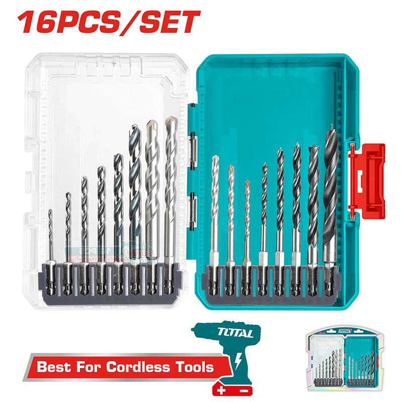 Bộ 16 mũi khoan đa năng chuôi lục giác 1/4" Total TACSDL11606