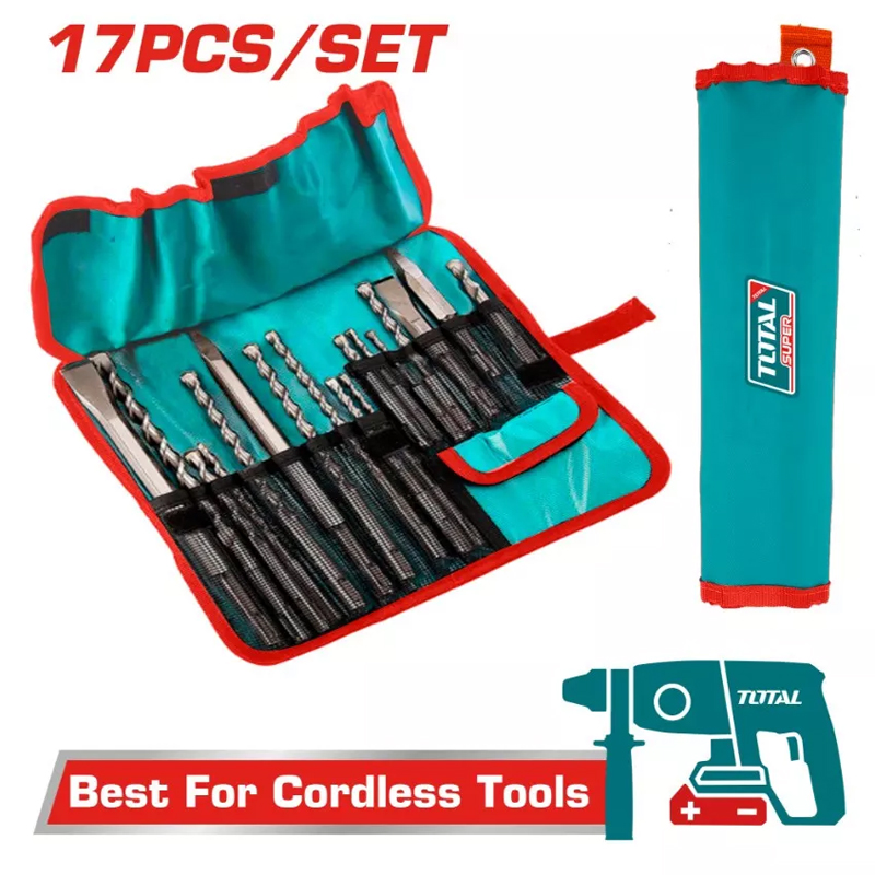 Bộ 17 mũi bê tông và mũi đục đầu gài SDS Plus Total TACSD91701
