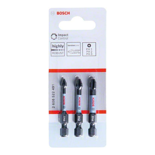 Bộ 3 mũi vít philips dài 50mm Bosch 2608522491