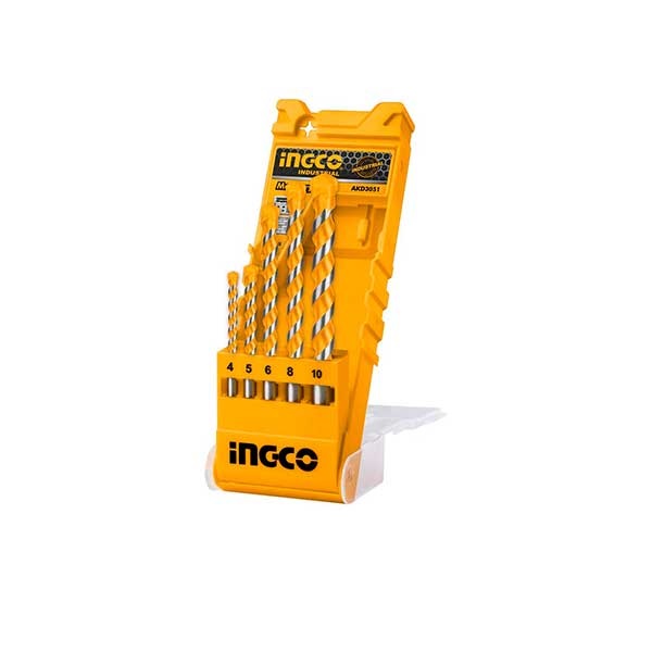 Bộ 5 mũi khoan bê tông đuôi trơn Ingco AKD3051
