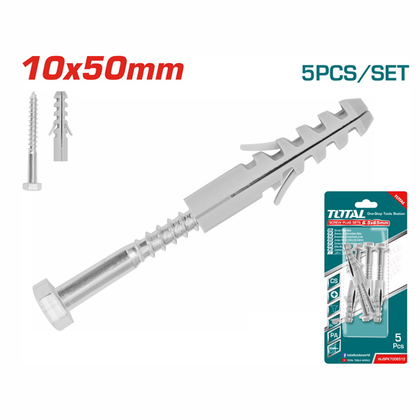 Bộ 5 tắc kê và vít lục giác ST6.5x65mm Total WJSPK7006512