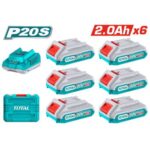 Bộ 6 pin 2.0Ah và 1 sạc P20S Total TFBCLI2062 1