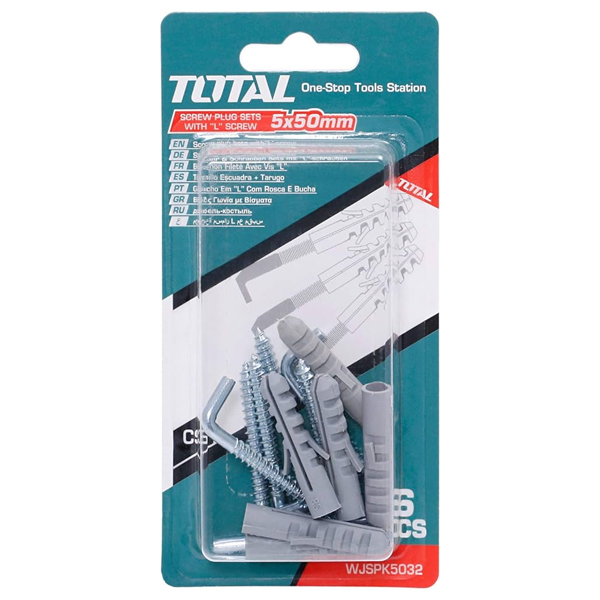 Bộ 6 tắc kê và vít móc chữ L 5.0x50mm Total WJSPK5032