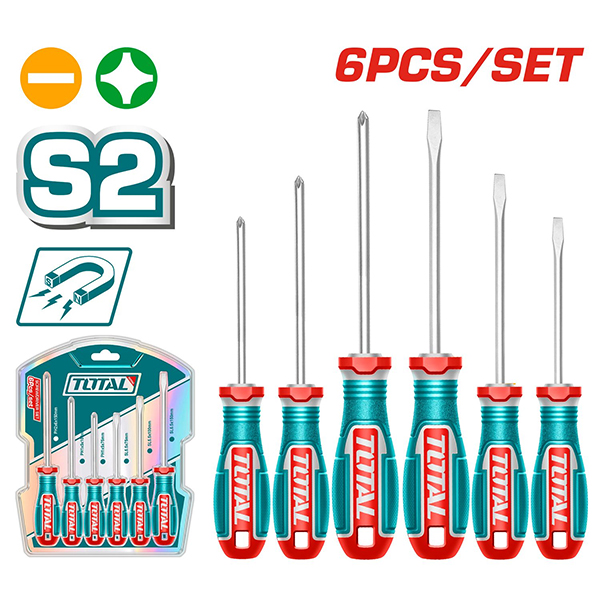 Bộ 6 tua vít dẹp và bake Total TKSDS0626