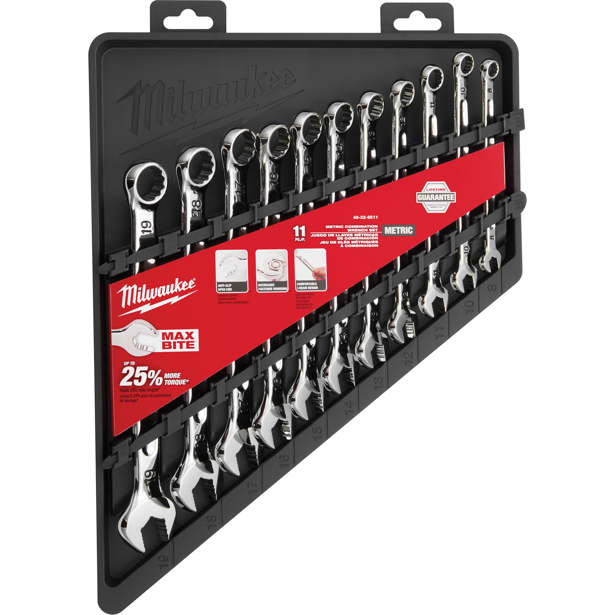 Bộ cờ lê cóc 11 chiếc 8-19mm milwaukee 48-22-9511