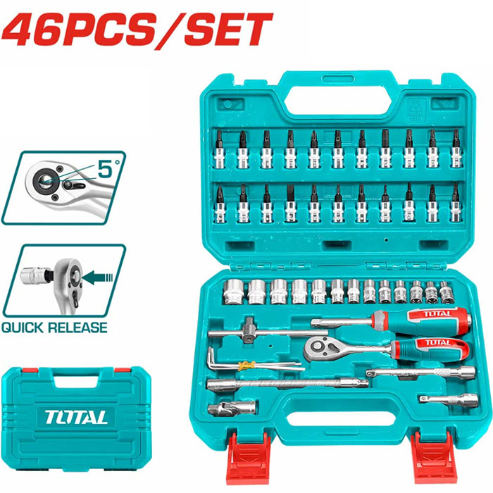 Bộ dụng cụ cơ khí 46 đầu tuýp 1/4 inch Total THT141462