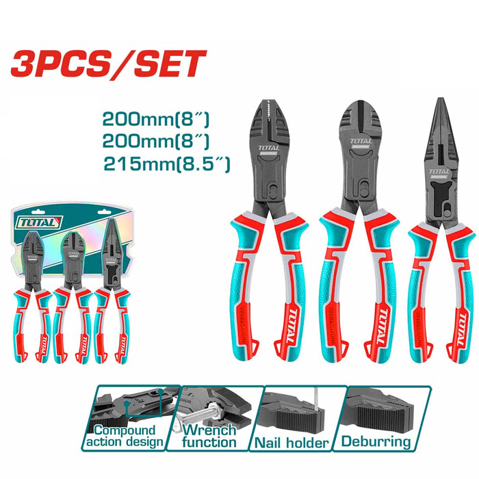 Bộ kìm đa năng trợ lực 3 chi tiết Total THT2CK231S