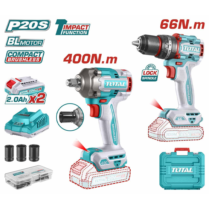 Bộ máy khoan và máy vặn bu lông dùng pin 20V TCKLI20275 (2 Pin 2.0Ah, 1 Sạc)