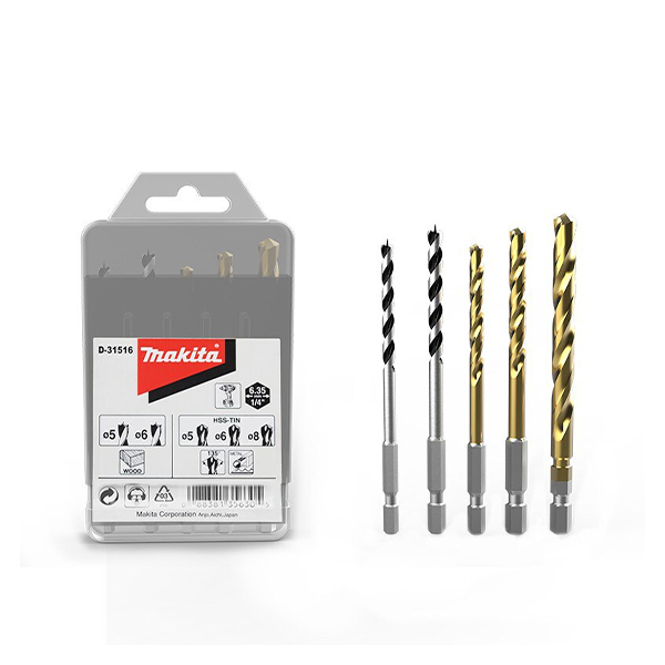 Bộ mũi khoan chuôi lục giác 1/4'' 5 cái/hộp Makita D-31516