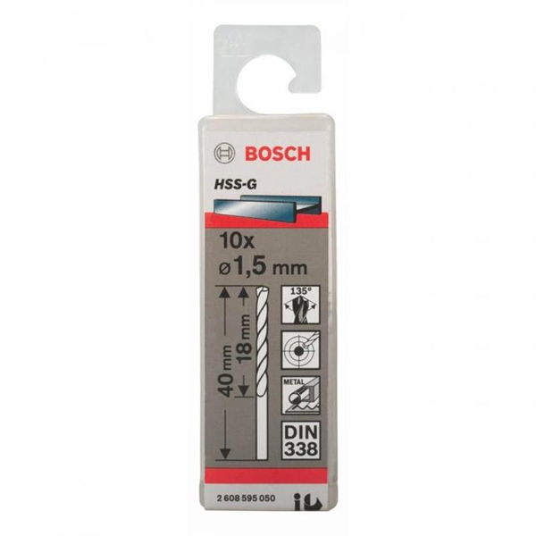 Bộ mũi khoan sắt 10 mũi 1.5mm HSS-G Bocsh 2608595050