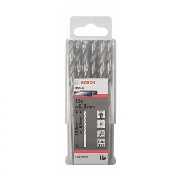 Bộ mũi khoan sắt 10 mũi 6.8mm HSS-G Bosch 2608595069