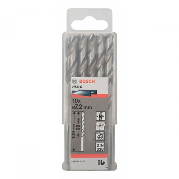 Bộ mũi khoan sắt 10 mũi 7.2mm HSS-G Bosch 2608595337