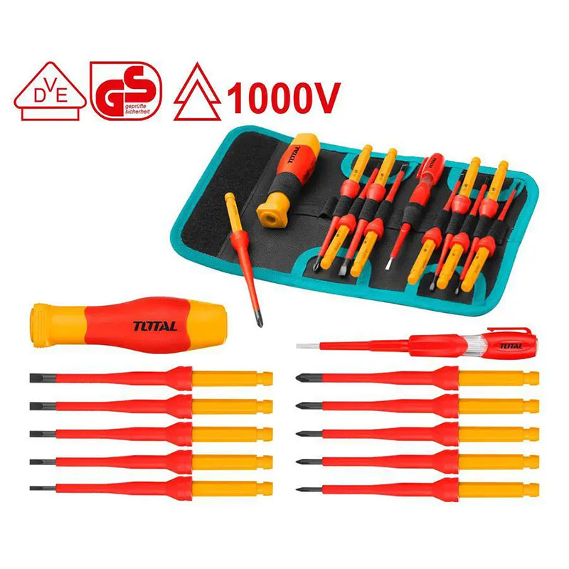 Bộ tuốc nơ vít cách điện 12 chi tiết Total THKISD1201
