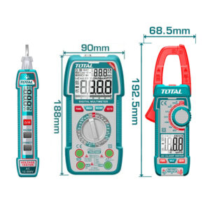 Combo cho thợ điện gồm - Bút thử điện THTS33001 & Đồng hồ vạn năng TMT5310002 & Ampe kìm TMT762002 Total TOS24067