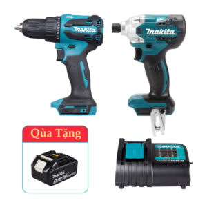 Combo Makita New 3 - Máy khoan DHP490 + Máy vặn vít DTD156 + Sạc tiêu chuẩn Tặng 1 Pin 3.0Ah