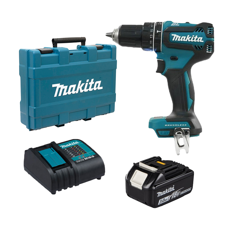 Combo Makita – Thân Máy Khoan Pin DHP485 + Pin 18V 3.0Ah + Sạc Tiêu Chuẩn + Valy nhựa