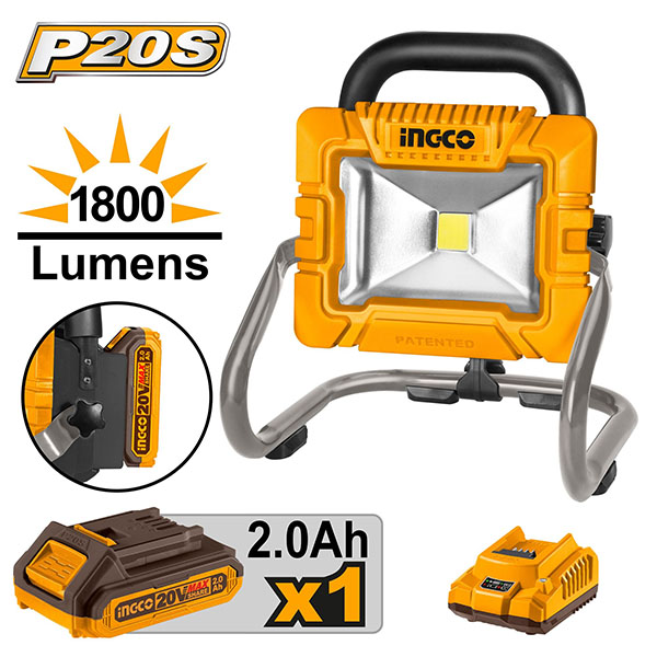 Đèn làm việc dùng pin 20V Ingco CWLI20258 (1 Pin 2Ah, 1 Sạc)
