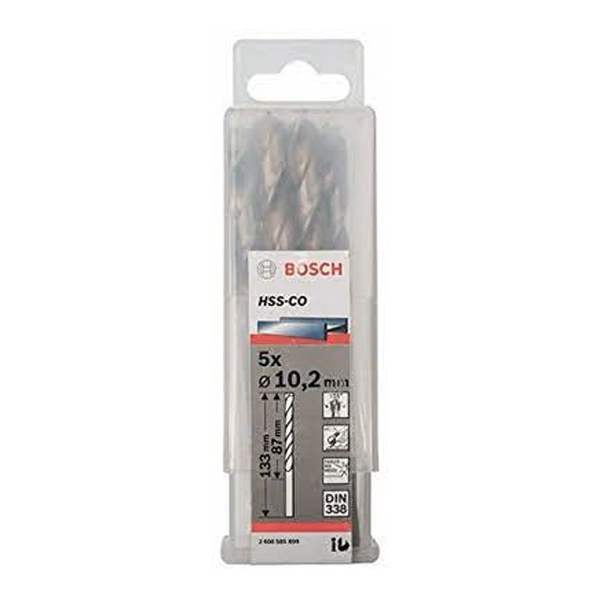 Hộp 5 mũi khoan sắt và inox 10.2mm HSS-Co Bosch 2608585899