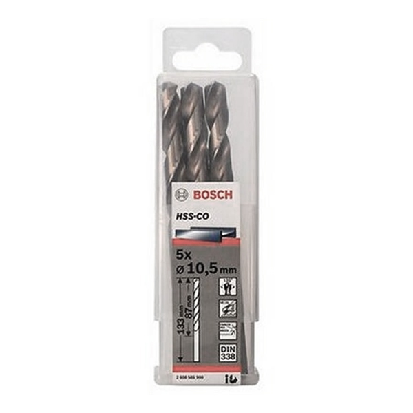 Hộp 5 mũi khoan sắt và inox 10.5mm HSS-Co Bosch 2608585900