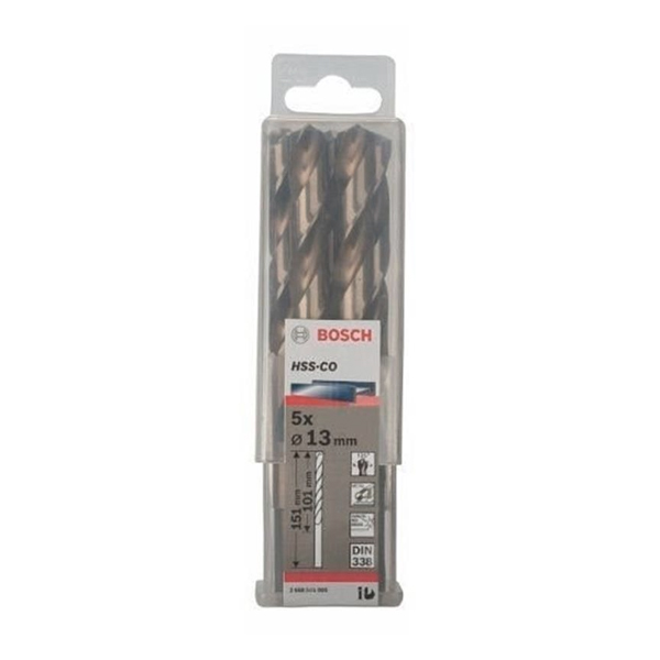 Hộp 5 mũi khoan sắt và inox 13mm HSS-Co Bosch 2608585905