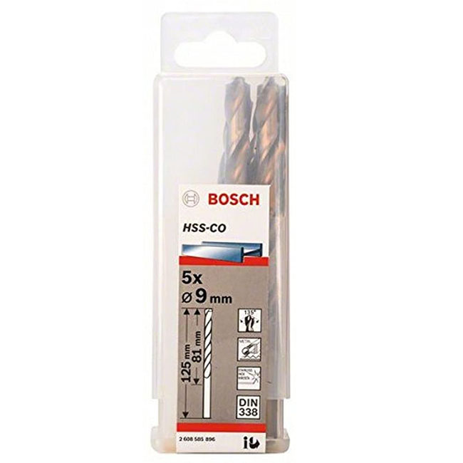 Hộp 5 Mũi khoan sắt và inox HSS-Co Bosch 9mm 2608585896