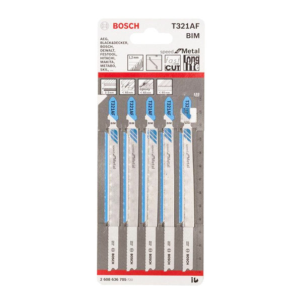 Lưỡi cưa lọng sắt T321AF(bộ 5 lưỡi) Bosch 2608636705