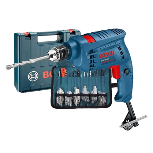 Máy khoan tường Bosch GSB 10RE (valy nhựa, bộ mũi khoan + đầu vít)