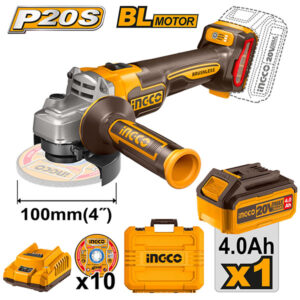 Máy mài góc dùng pin 20V Ingco CAGLI211041 (1 Pin 4Ah, 1 Sạc)