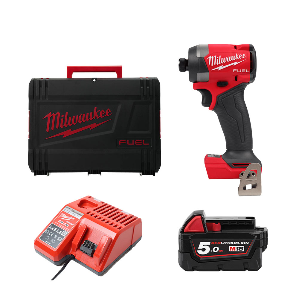 Milwaukee Combo 2 - Máy vặn vít M18 FID3-0X + Pin 18V M18B5 + Sạc M12-18C