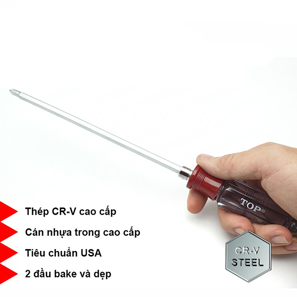 Tua vít 2 đầu cán trong (6 x 200mm) TOPTSD-0225