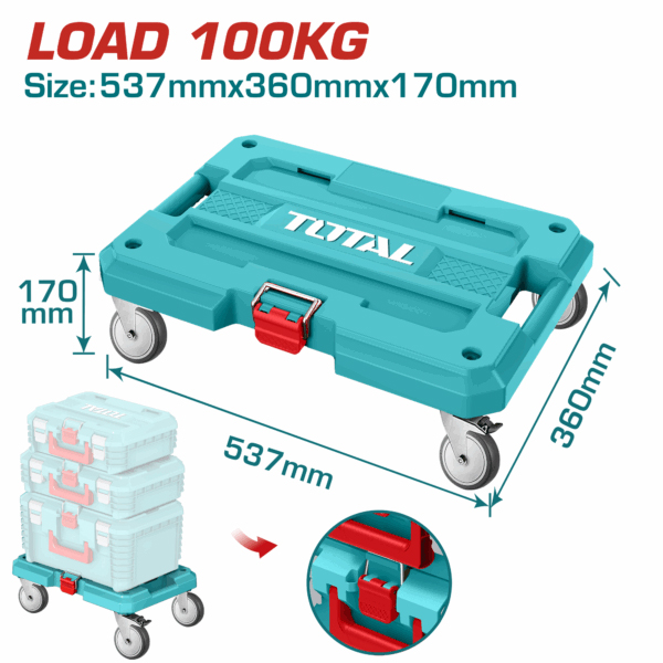 Xe 4 bánh kết nối với hộp đựng đồ nghề xếp chồng SUPER Total THTWB61001