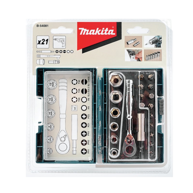 B-54081 Bộ Mũi Vặn Vít Có Cần Siết 21pcs