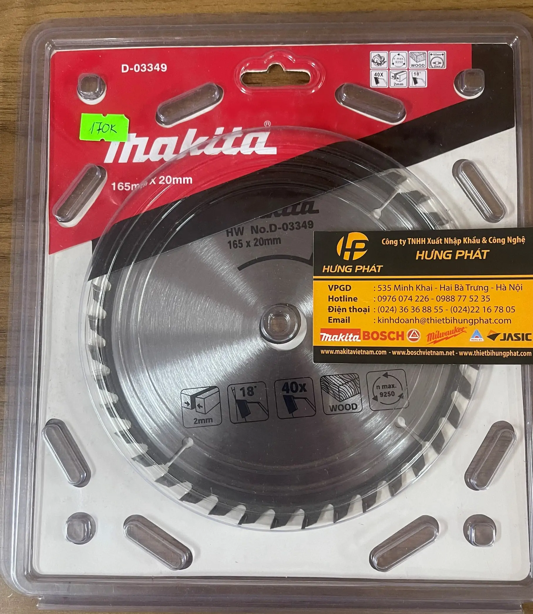 D-03349 Lưỡi cắt gỗ Makita D-03349 (165mm)