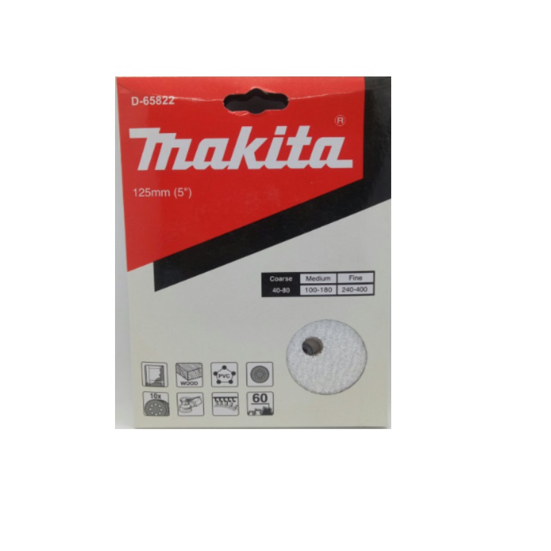 D-65822 Đĩa Nhám Tròn Cho Sơn 125mm-a60-8 Lỗ (10 Cái/Bộ)