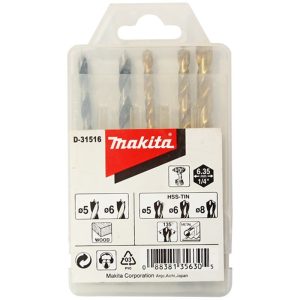 D-31516 Bộ Mũi Khoan Gỗ, Kim Loại (Chuôi Lục Giác) 5,6,8mm