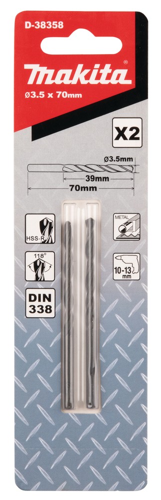 D-38358 Mũi Khoan Kim Loại Hss-r 2 Cái/Bộ 3.5mm