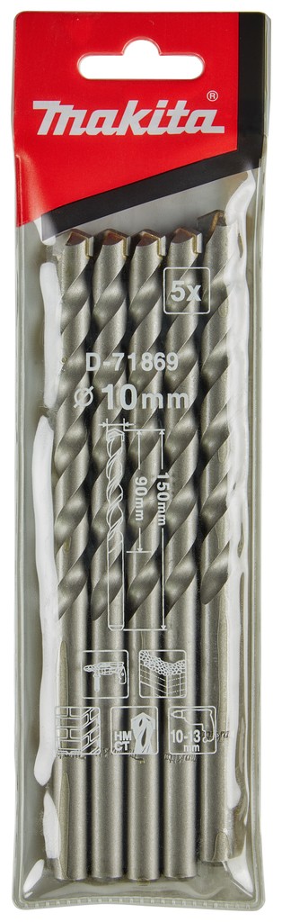 D-71869 Mũi Khoan Bê Tông Chuôi Kẹp 5Pcs/Bộ 10x150mm