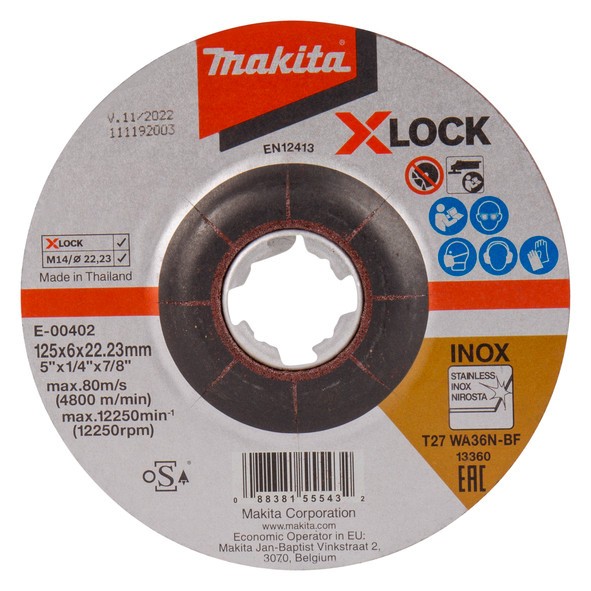 E-00402 Đá Mài Cho Inox(x-lock 125x6x22.23/WA36N)