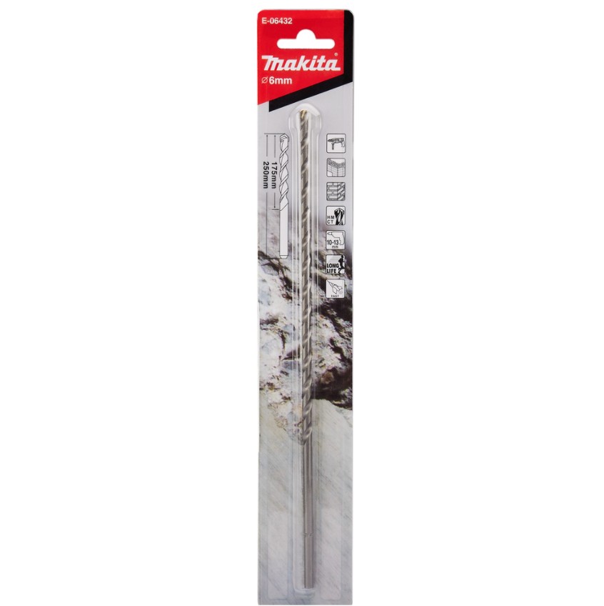 E-06432 Mũi Khoan Tường TCT Chuôi Thẳng 6x250mm