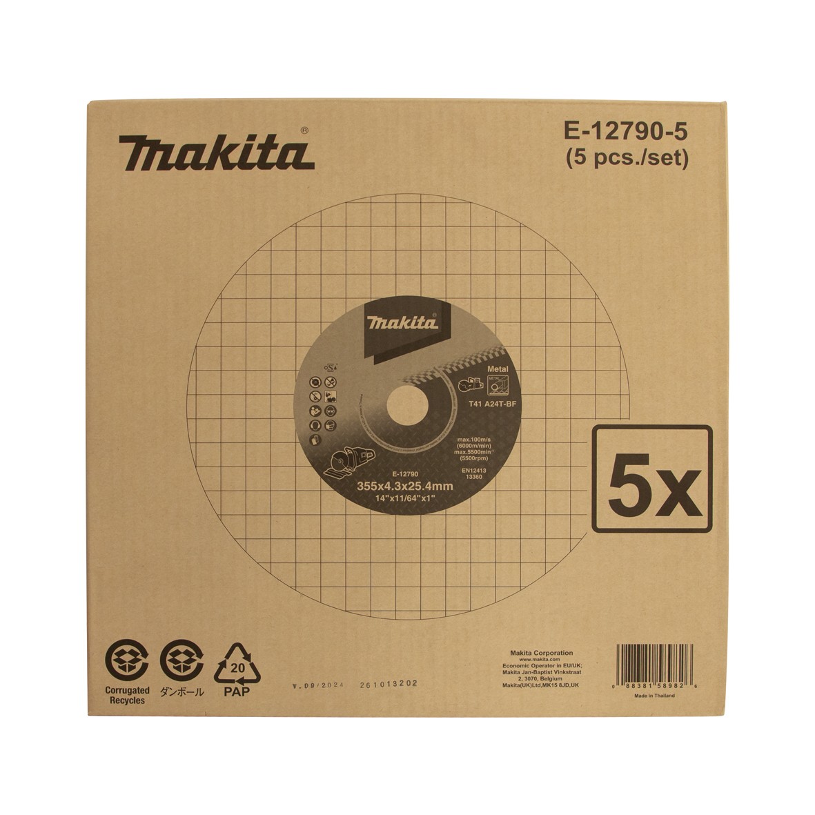 E-12790-5 Đá Cắt Kim Loại Phù Hợp Cho Máy Dc 355×4.3×25.4mm