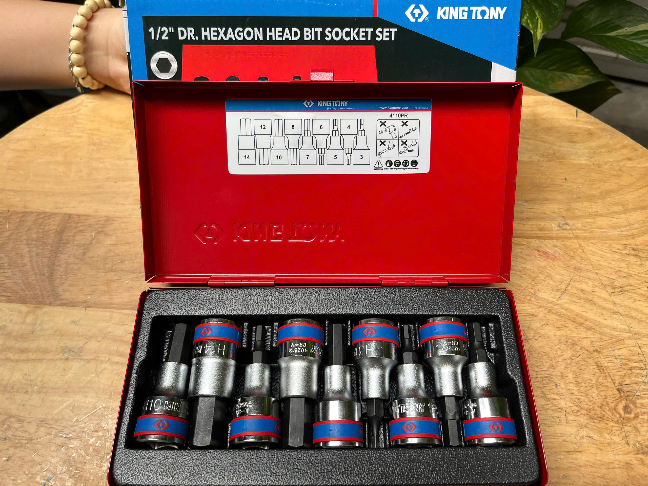 Bộ tuýp 9 chi tiết mũi lục giác Kingtony 4110PR 1/2" 3