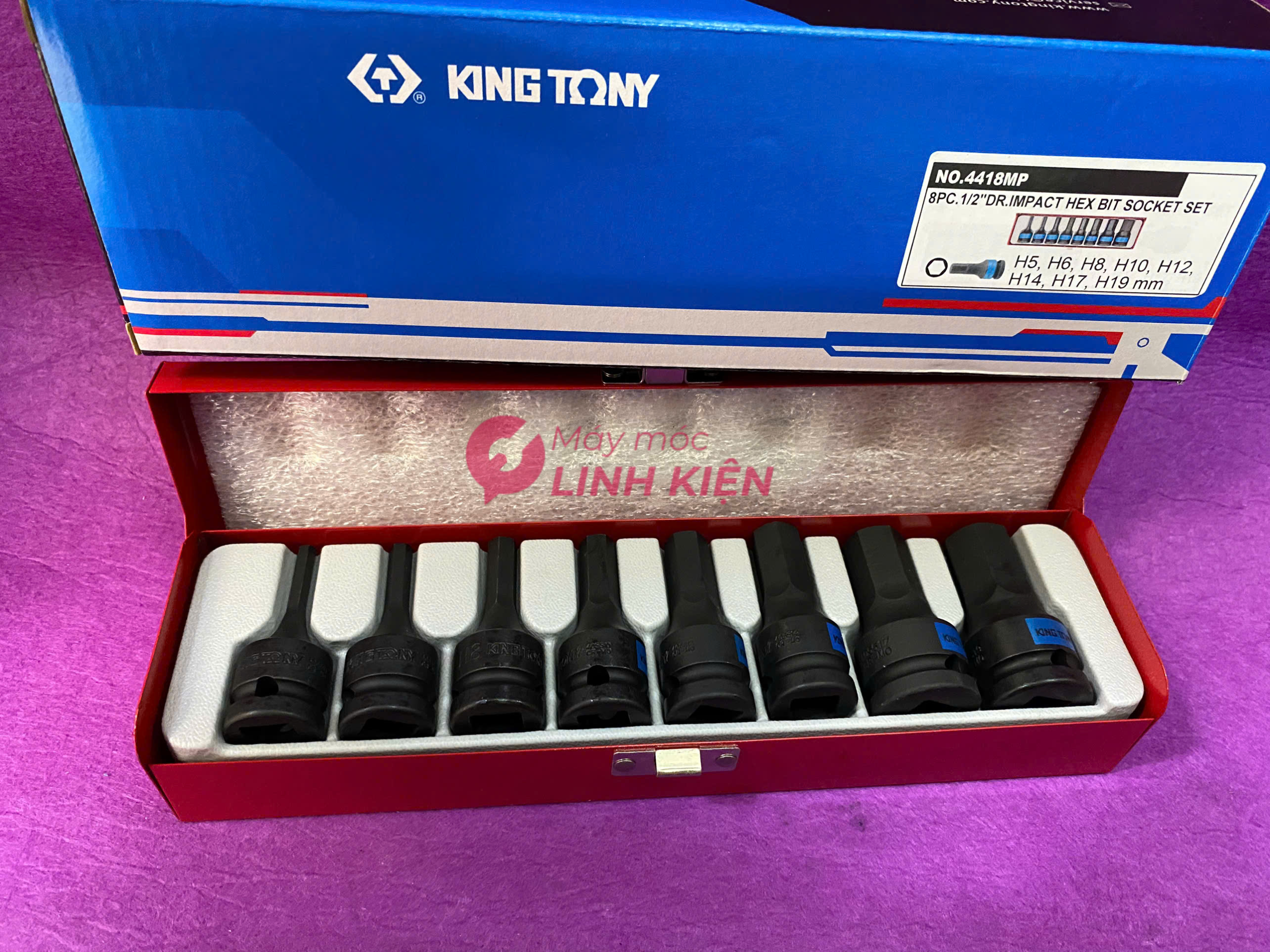 1/2" Bộ đầu tuýp đen mũi lục giác 8 chi tiết Kingtony 4418MP 3
