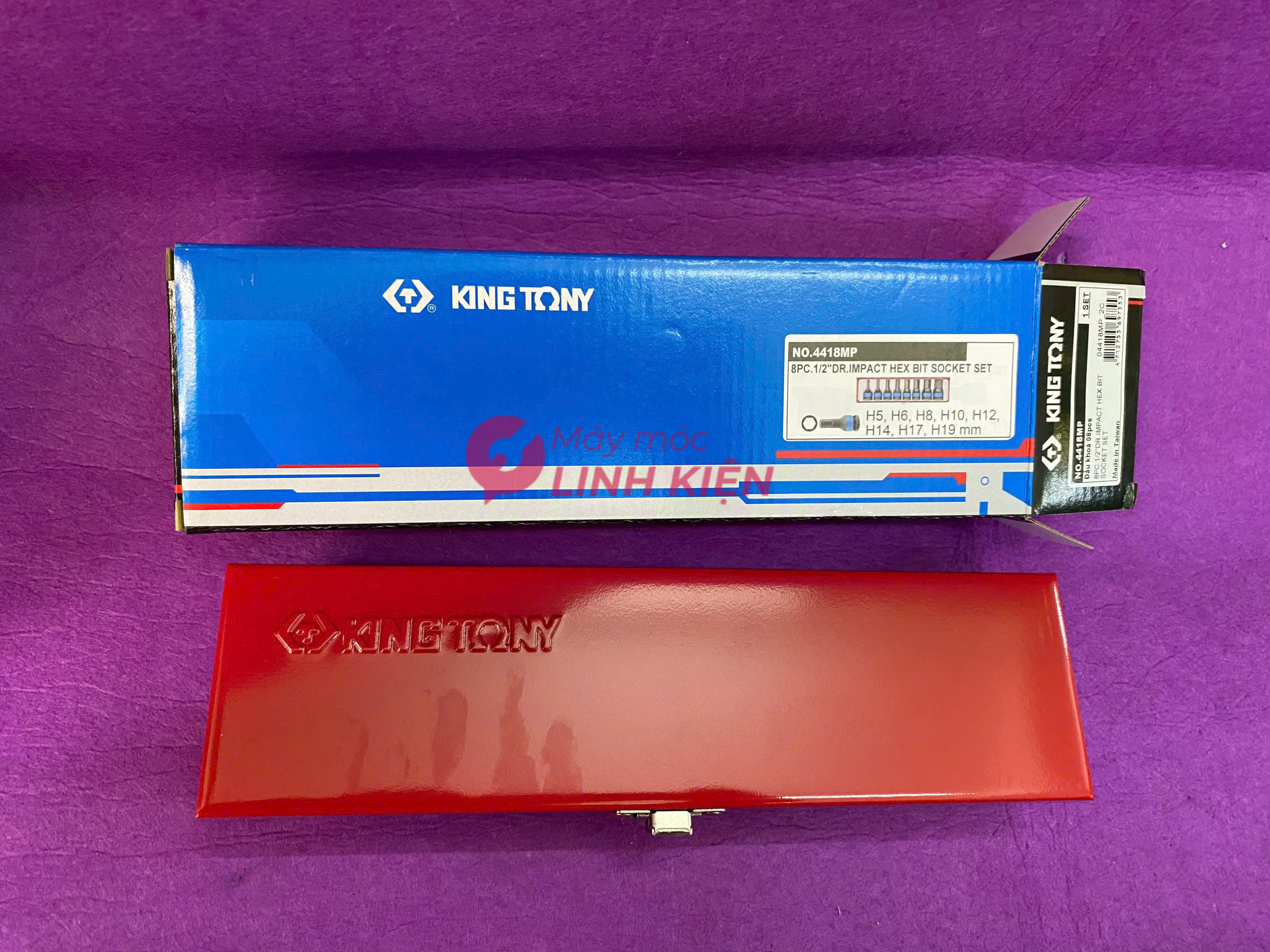 1/2" Bộ đầu tuýp đen mũi lục giác 8 chi tiết Kingtony 4418MP 1